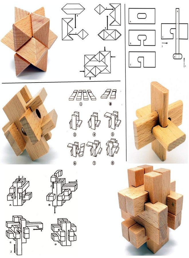 Guaishou 10-in-One 3D Small Wooden Puzzles Kongming Lock IQ Test Toy for Teens and Adults - Image 4